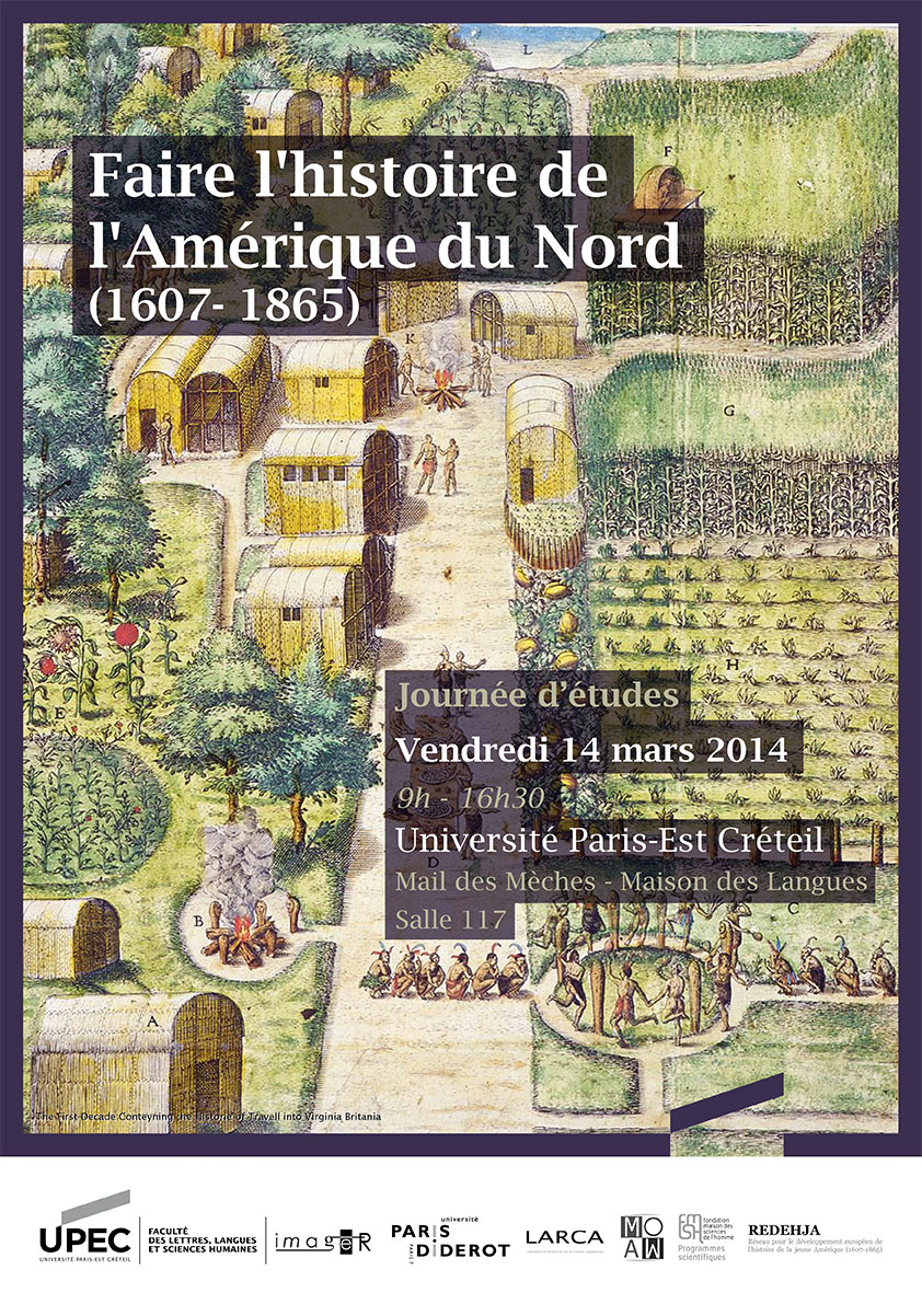Journée d'étude “Faire l'histoire de l'Amérique du Nord en France, 1607-1865”