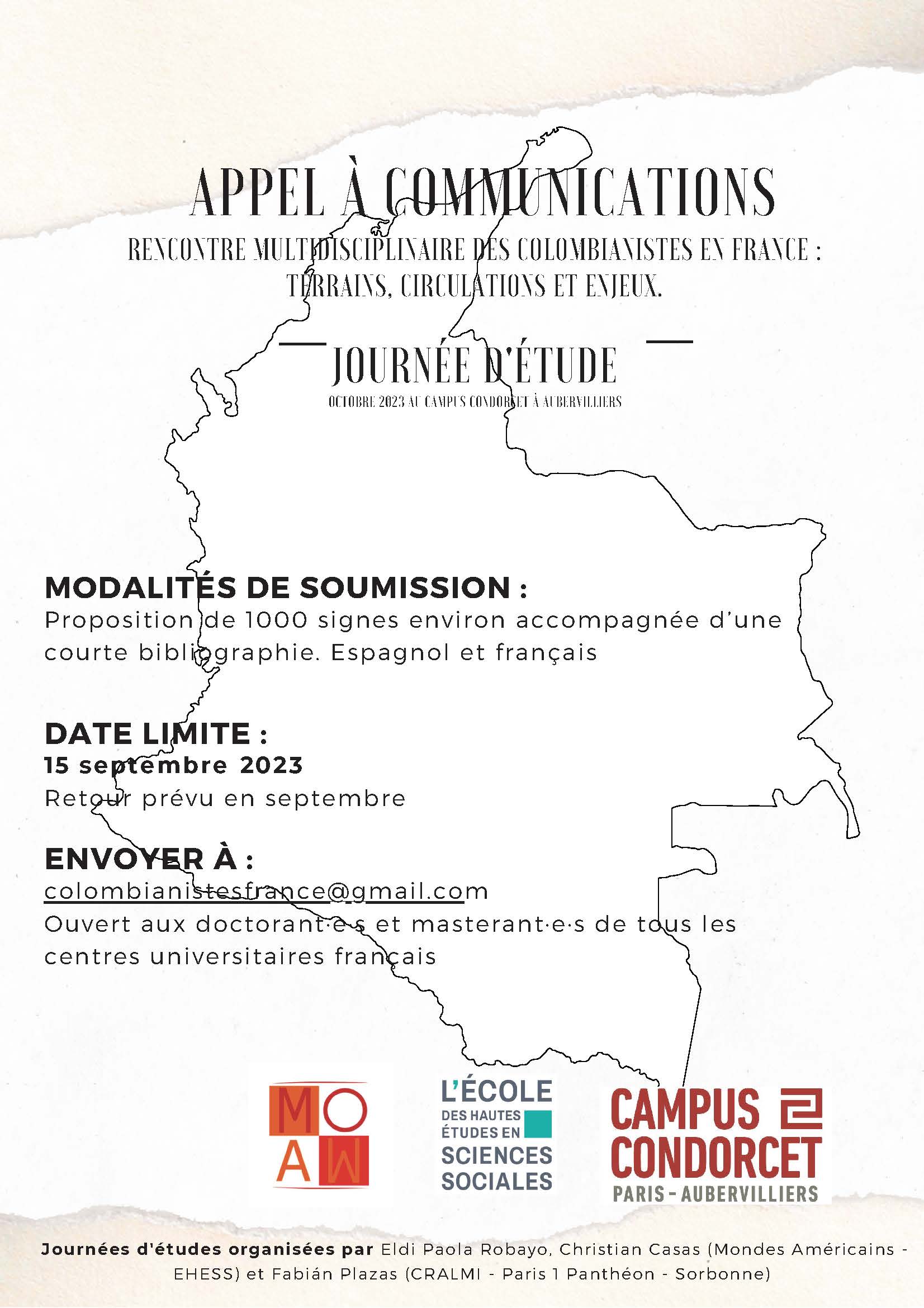 Appel à communications - Rencontre multidisciplinaire des colombianistes en France : terrains, circulations et enjeux